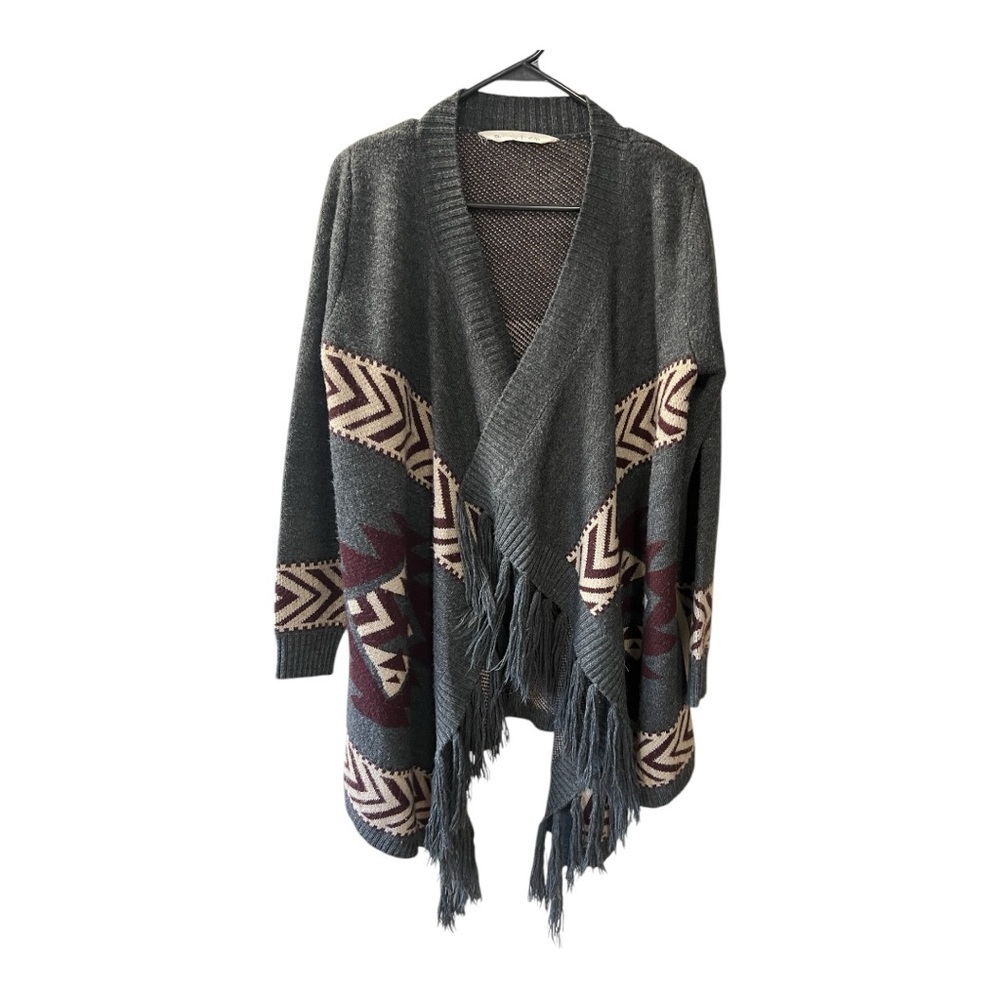 Bluenotes Shawl Aztec Fringe Western Sweater Size S Women